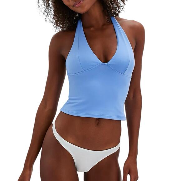 Free People Movement Still Here Halter Basic Top Cami Blue Stretch XS NWT - Picture 2 of 10